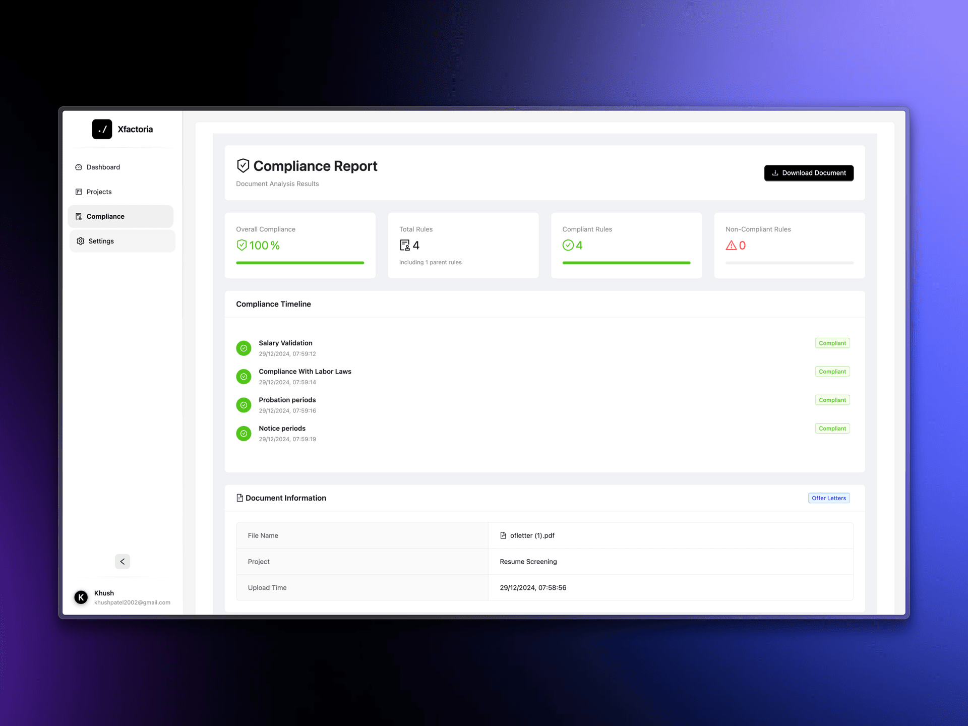 Xfactoria Platform Dashboard